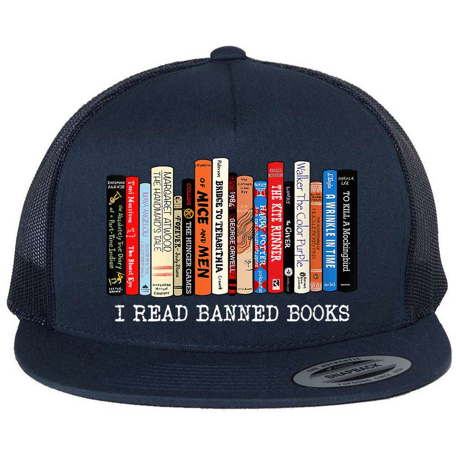 I'm With The Banned Funny Bookworm Shirt Banned Book Flat Bill Trucker Hat