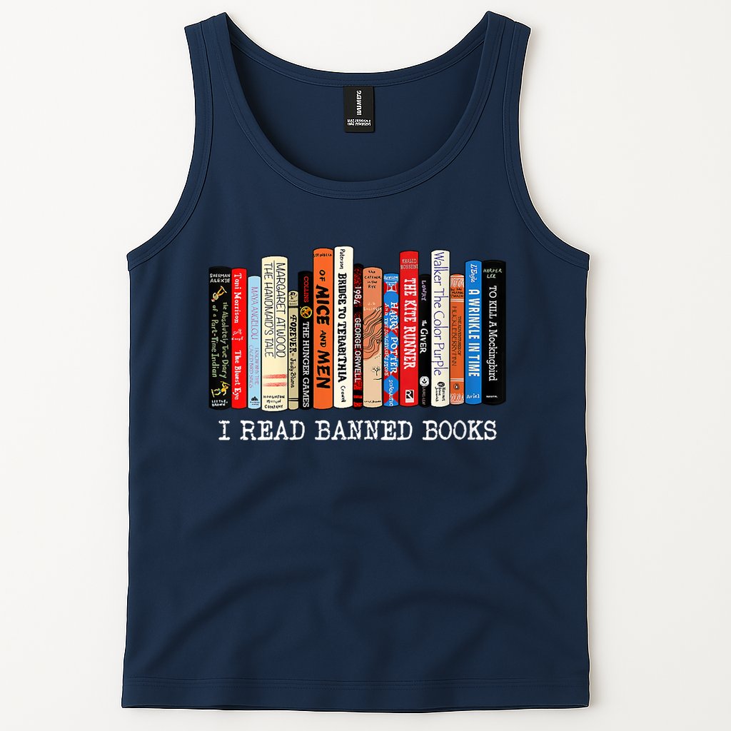 I'm With The Banned Funny Bookworm Shirt Banned Book Tank Top