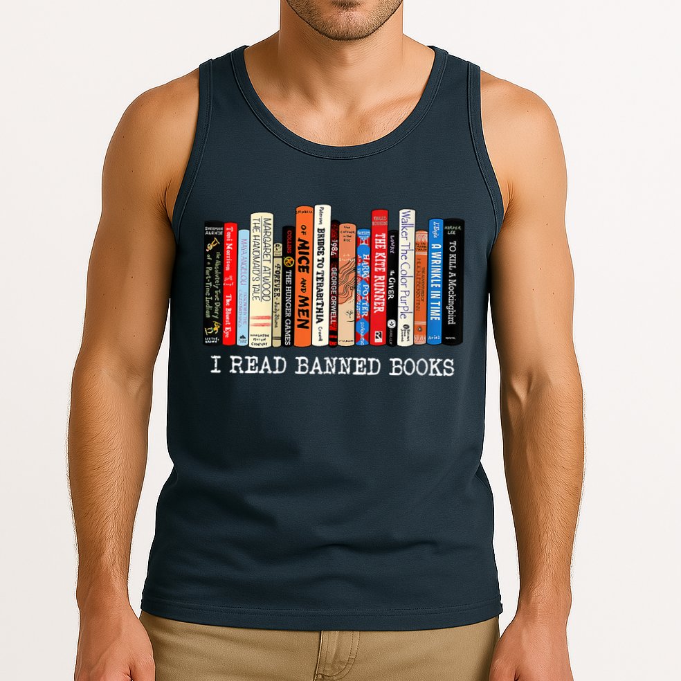 I'm With The Banned Funny Bookworm Shirt Banned Book Tank Top
