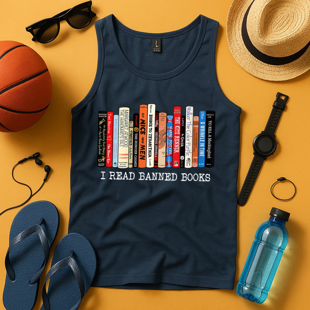 I'm With The Banned Funny Bookworm Shirt Banned Book Tank Top