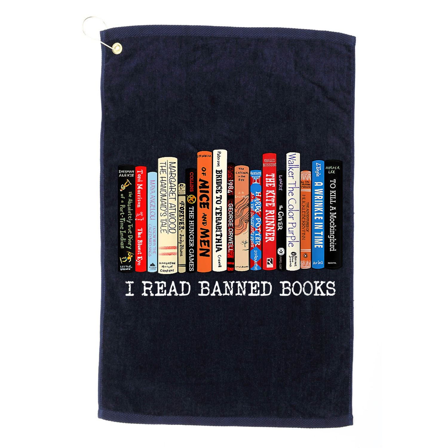 I'm With The Banned Funny Bookworm Shirt Banned Book Golf Towel
