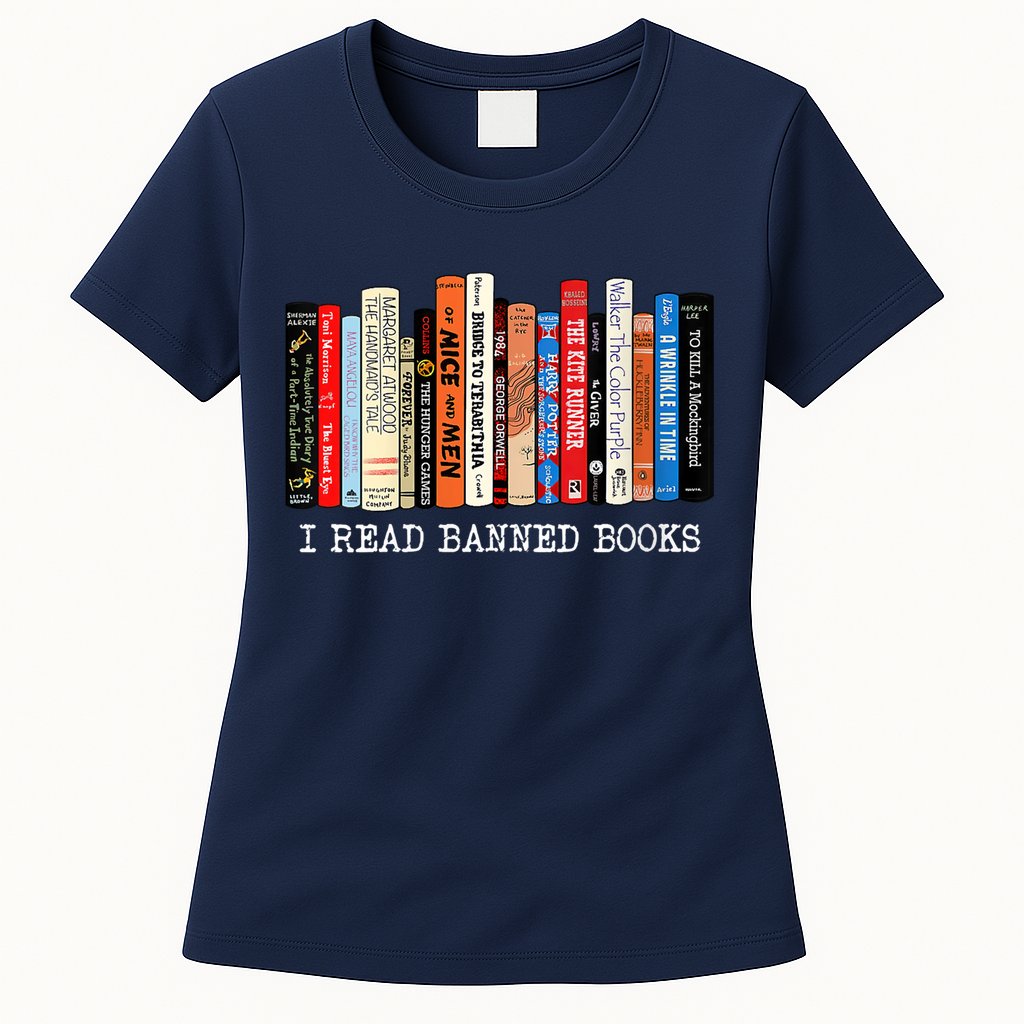 I'm With The Banned Funny Bookworm Shirt Banned Book Womens T-Shirt