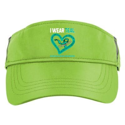 I Wear Teal In My Memory Of My Mom Ovarian Cancer Awareness Cute Gift Adult Drive Performance Visor