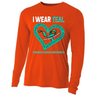 I Wear Teal In My Memory Of My Mom Ovarian Cancer Awareness Cute Gift Cooling Performance Long Sleeve Crew