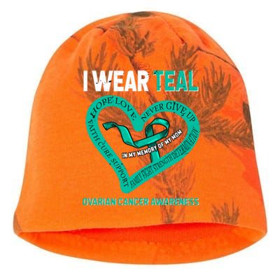 I Wear Teal In My Memory Of My Mom Ovarian Cancer Awareness Cute Gift Kati - Camo Knit Beanie