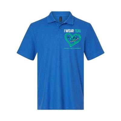 I Wear Teal In My Memory Of My Mom Ovarian Cancer Awareness Cute Gift Softstyle Adult Sport Polo