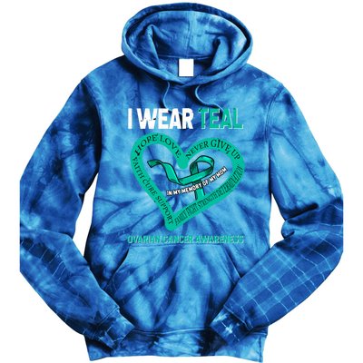 I Wear Teal In My Memory Of My Mom Ovarian Cancer Awareness Cute Gift Tie Dye Hoodie