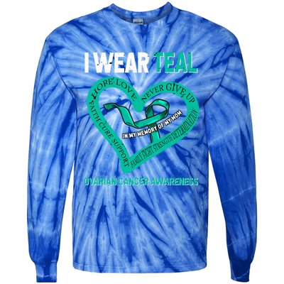 I Wear Teal In My Memory Of My Mom Ovarian Cancer Awareness Cute Gift Tie-Dye Long Sleeve Shirt