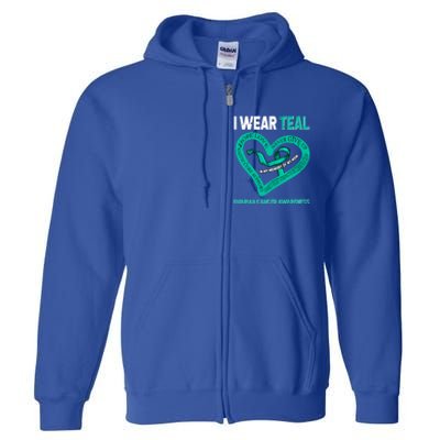 I Wear Teal In My Memory Of My Mom Ovarian Cancer Awareness Cute Gift Full Zip Hoodie