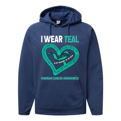 I Wear Teal In My Memory Of My Mom Ovarian Cancer Awareness Cute Gift Performance Fleece Hoodie