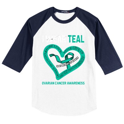 I Wear Teal In My Memory Of My Mom Ovarian Cancer Awareness Cute Gift Baseball Sleeve Shirt