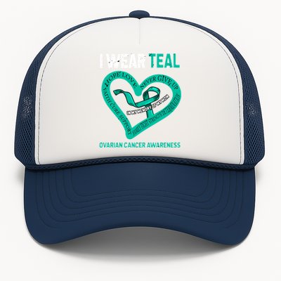 I Wear Teal In My Memory Of My Mom Ovarian Cancer Awareness Cute Gift Trucker Hat