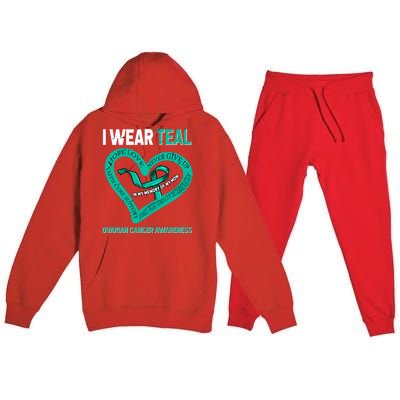 I Wear Teal In My Memory Of My Mom Ovarian Cancer Awareness Cute Gift Premium Hooded Sweatsuit Set