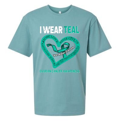 I Wear Teal In My Memory Of My Mom Ovarian Cancer Awareness Cute Gift Sueded Cloud Jersey T-Shirt