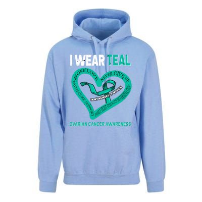 I Wear Teal In My Memory Of My Mom Ovarian Cancer Awareness Cute Gift Unisex Surf Hoodie