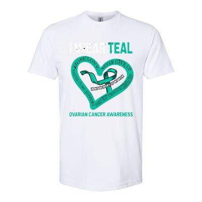 I Wear Teal In My Memory Of My Mom Ovarian Cancer Awareness Cute Gift Softstyle CVC T-Shirt