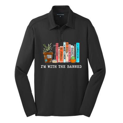 I'm With The Banned Books I Read Banned Books Lovers Silk Touch Performance Long Sleeve Polo