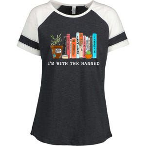 I'm With The Banned Books I Read Banned Books Lovers Enza Ladies Jersey Colorblock Tee