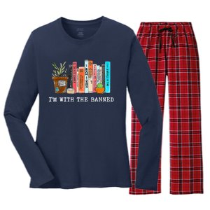 I'm With The Banned Books I Read Banned Books Lovers Women's Long Sleeve Flannel Pajama Set 