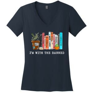 I'm With The Banned Books I Read Banned Books Lovers Women's V-Neck T-Shirt