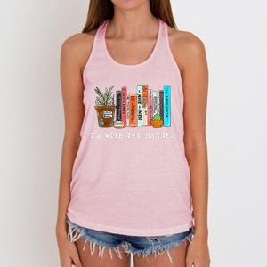 I'm With The Banned Books I Read Banned Books Lovers Women's Knotted Racerback Tank