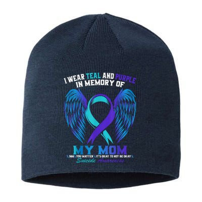 I Wear Teal And Purple For My Mom Suicide Awareness Sustainable Beanie