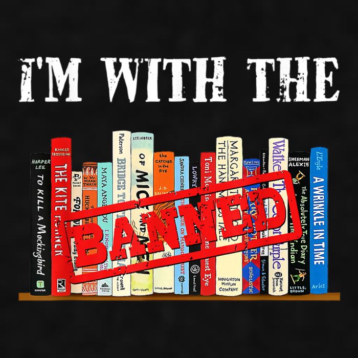 I'm With The Banned Funny Book Readers I Read Banned Books Ladies PosiCharge Tri-Blend Wicking Tank