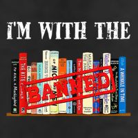 I'm With The Banned Funny Book Readers I Read Banned Books 7 Panel Mesh Trucker Snapback Hat
