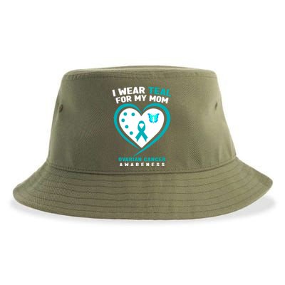 I Wear Teal For My Mom Ovarian Cancer Awareness Gift Sustainable Bucket Hat