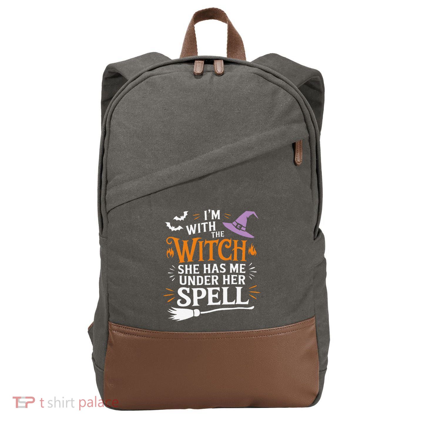 IM With The Witch She Has Me Under Her Spell .Png Cotton Canvas Backpack