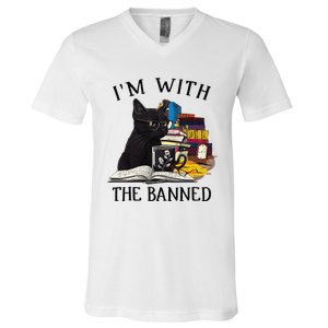 I'm with The Banned Read Banned Books Lover BookWorm V-Neck T-Shirt