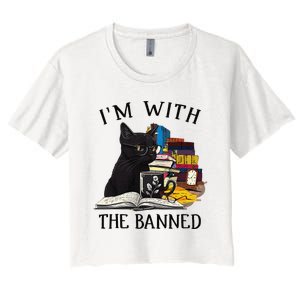 I'm with The Banned Read Banned Books Lover BookWorm Women's Crop Top Tee