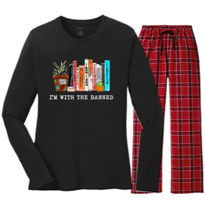 Im With The Banned I Read Banned Books Women's Long Sleeve Flannel Pajama Set 