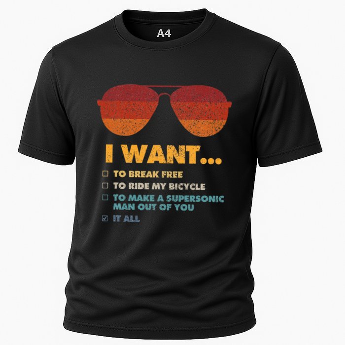 I Want To Ride My Bicycle I Aviator Sunglasses Cooling Performance Crew T-Shirt