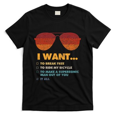 I Want To Ride My Bicycle I Aviator Sunglasses T-Shirt