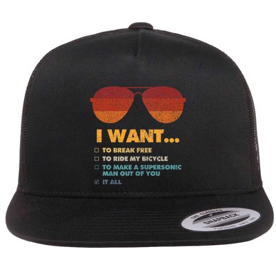 I Want To Ride My Bicycle I Aviator Sunglasses Flatbill Hat