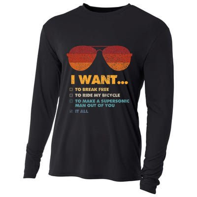 I Want To Ride My Bicycle I Aviator Sunglasses Cooling Performance Long Sleeve Crew