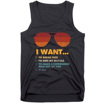 I Want To Ride My Bicycle I Aviator Sunglasses Tank Top