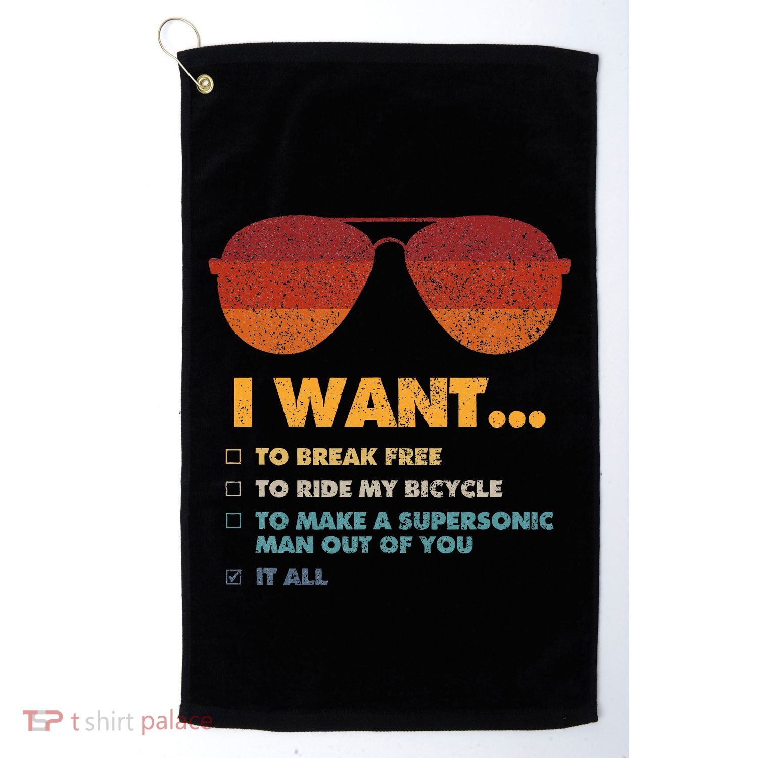 I Want To Ride My Bicycle I Aviator Sunglasses Golf Towel