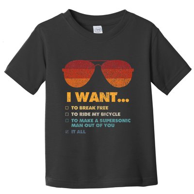 I Want To Ride My Bicycle I Aviator Sunglasses Toddler T-Shirt