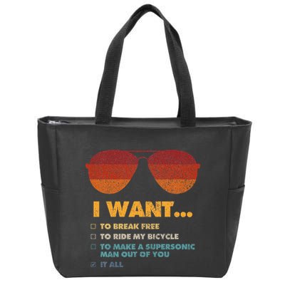 I Want To Ride My Bicycle I Aviator Sunglasses Zip Tote Bag