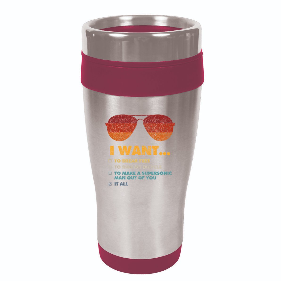 I Want To Ride My Bicycle I Aviator Sunglasses 16oz Travel Tumbler