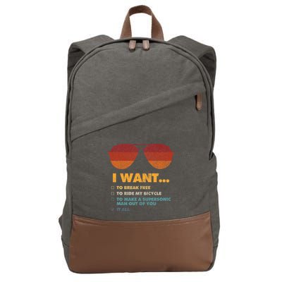 I Want To Ride My Bicycle I Aviator Sunglasses Cotton Canvas Backpack