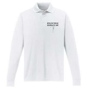 I Want That Hawk Tuah Performance Long Sleeve Polo