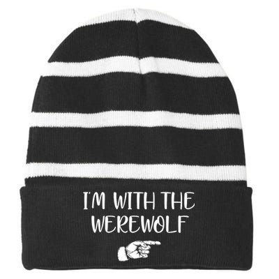 Im With The Werewolf Striped Beanie with Solid Band