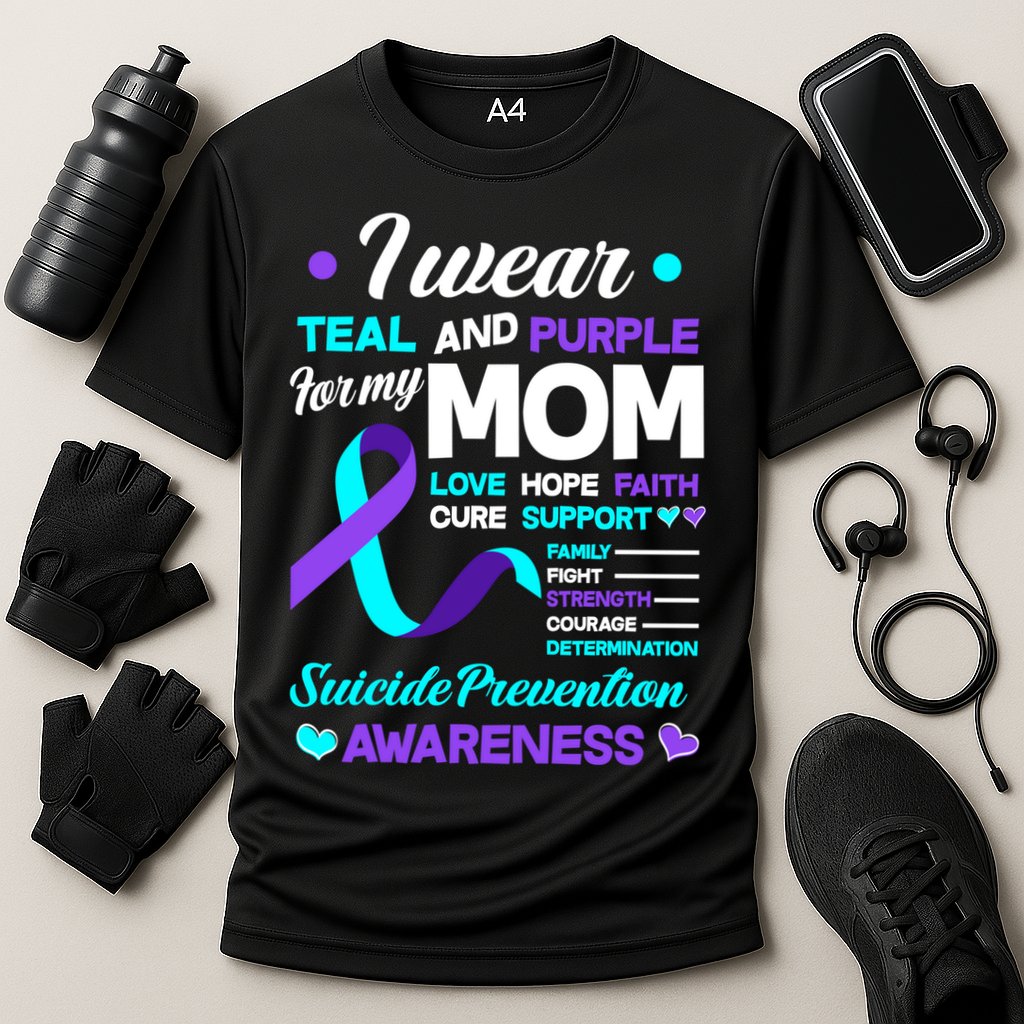 I Wear Teal And Purple For My Mom Suicide Prevention Awareness Gift Cooling Performance Crew T-Shirt