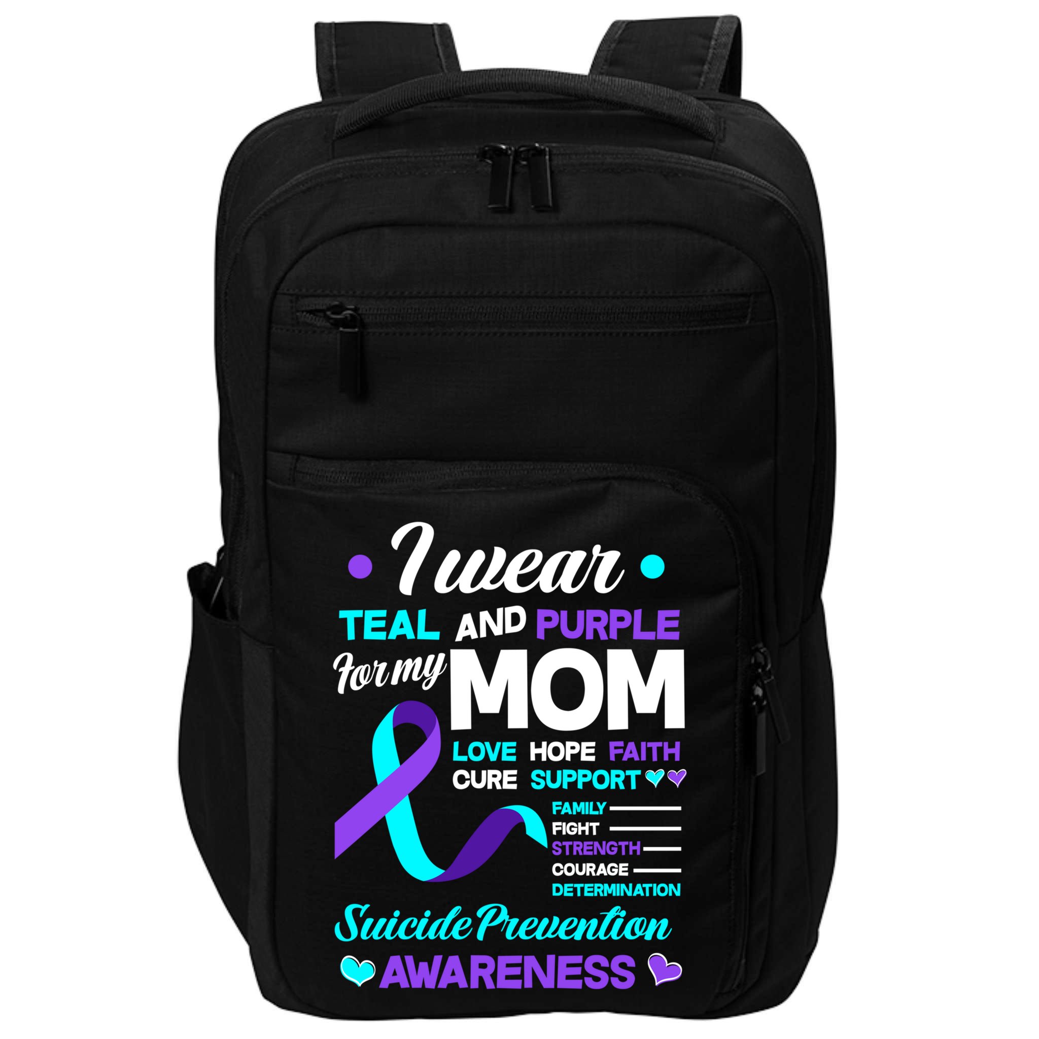 I Wear Teal And Purple For My Mom Suicide Prevention Awareness Gift Impact Tech Backpack