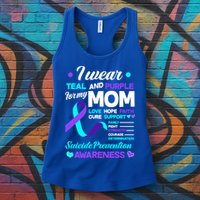 I Wear Teal And Purple For My Mom Suicide Prevention Awareness Gift Womens Tank Top