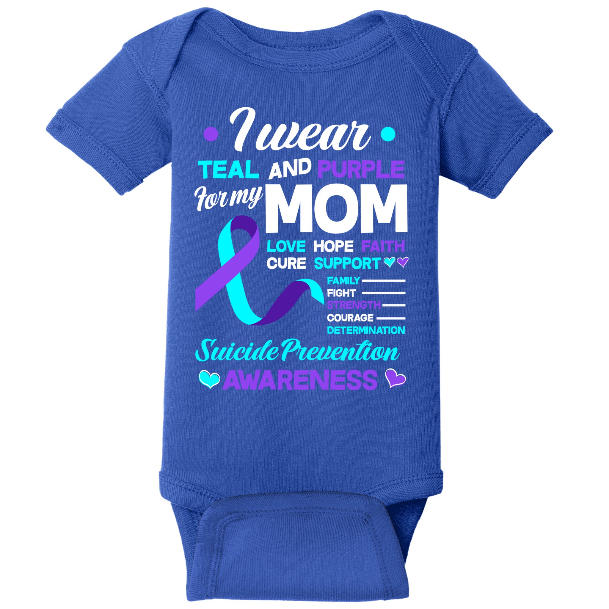 I Wear Teal And Purple For My Mom Suicide Prevention Awareness Gift Baby Bodysuit
