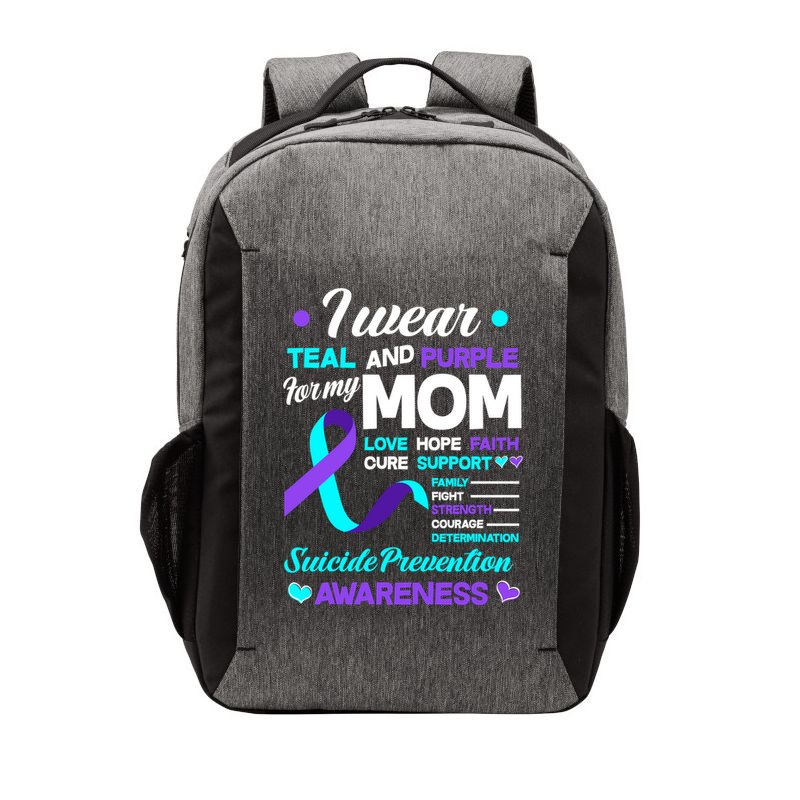 I Wear Teal And Purple For My Mom Suicide Prevention Awareness Gift Vector Backpack
